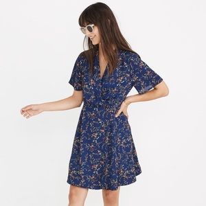 Madewell Amaranth Mini Wrap Dress in Blue Moonless Floral Size 00